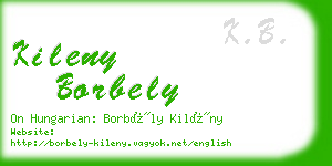 kileny borbely business card